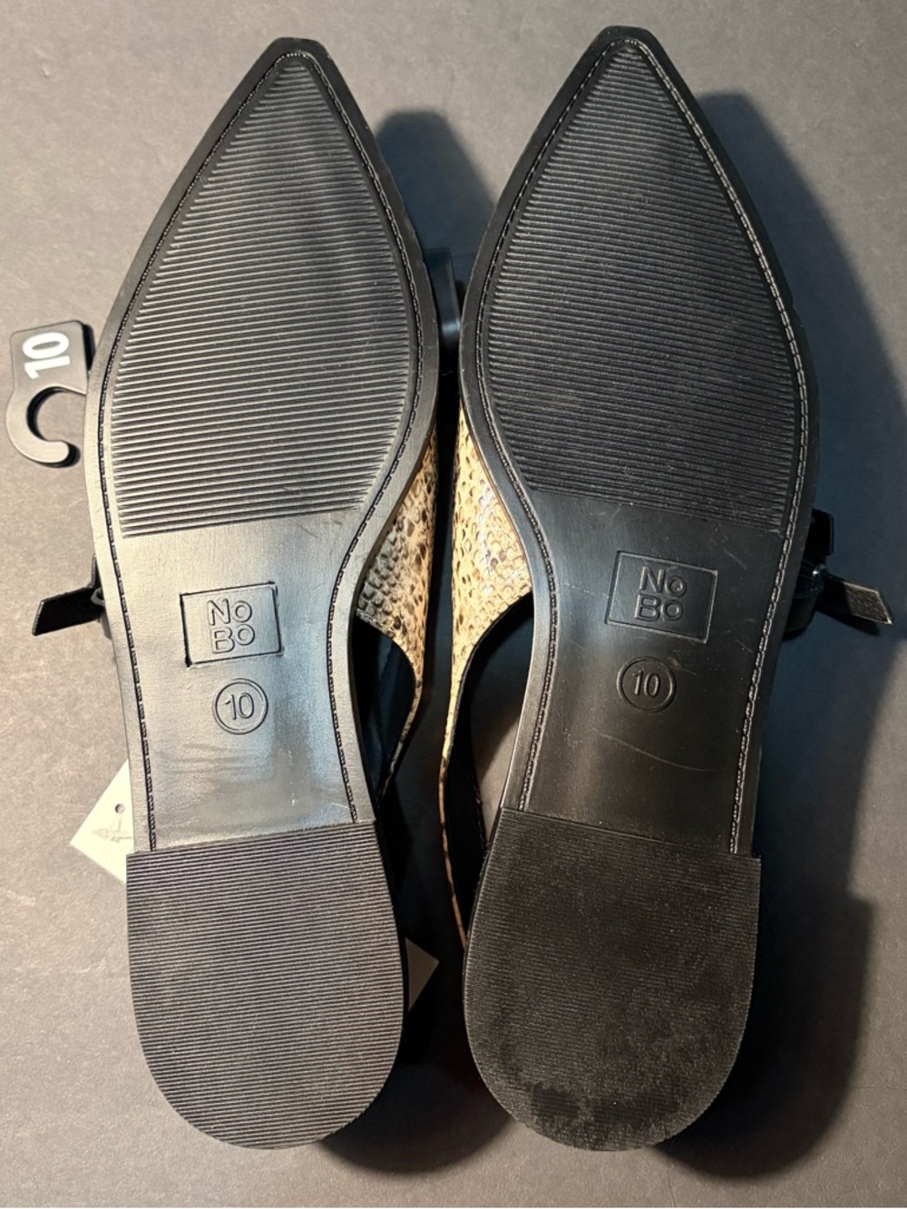 No Boundaries Snakeskin Mary Jane Flats Black Strap Pointed Toe Size 10 - Picture 5 of 6